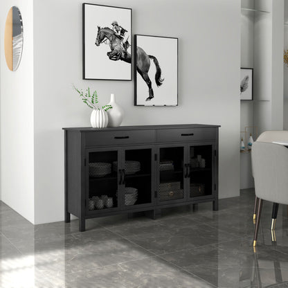 Lage Opbergkast – Dressoir – Tv-Meubel – Sideboard – Kast – Industrieel Design – Verstelbare Plank – Melamine Spaanplaat Zwart