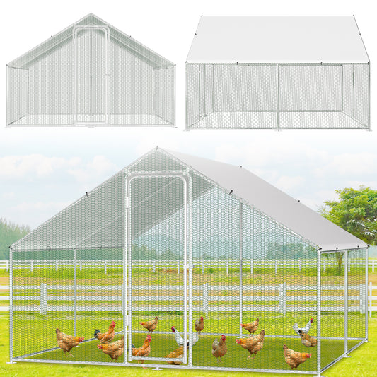Kippenhok – Konijnenhok – Kippenren – Dierenhok – Buitenren – Robuuste Metalen Constructie – Verzinkt Stalen Frame 300x300x200 cm