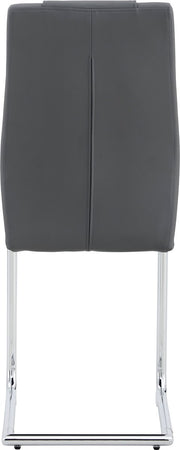 Eetkamerstoel Set van 4 - Grijs - Met Ruitpatroon op de Rugleuning - Verchroomd Metalen Frame - Belastbaar tot 150 kg - Kunstlederen Bekleding