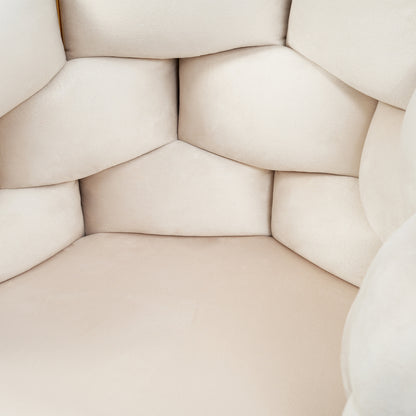 Velvet Stoelen – Eetkamerstoelen – Loungestoelen – Make-up Stoelen – Woonkamerstoelen – Beige – Memory Foam Zitting – Gouden Metalen Poot