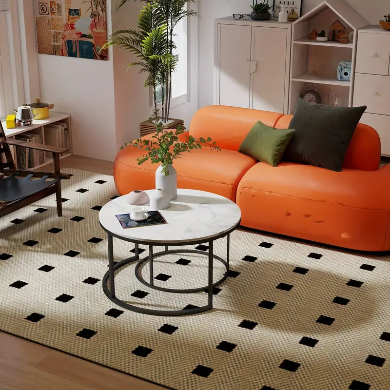 Salontafel Set – Bijzettafels – Ronde Tafel – Stapelbare Tafels – Woonkamer Tafels – 2-delig – Stalen Poten – Natuurlijke Look – Groot 80x45 cm & Klein 60x35 cm