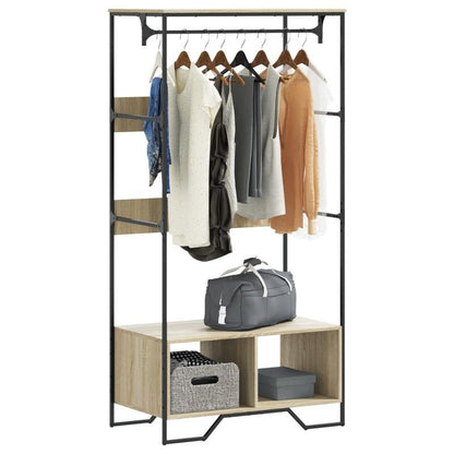 Wardrobe 90X50X180 Cm Made of Treated Wood in Sonoma Oak Color