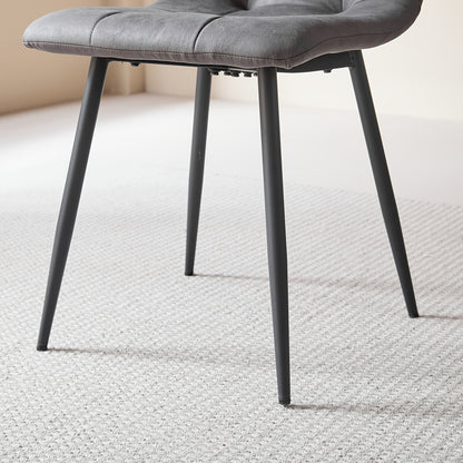 Eetkamerstoel – Stoel – Kuipstoel – Keukenstoel – Dining Chair – Mid-Century Modern – Hoogwaardig Foam – Verstelbare Voetdoppen – Donkergrijs Fluwelen Bekleding – Zwarte Metalen Poten