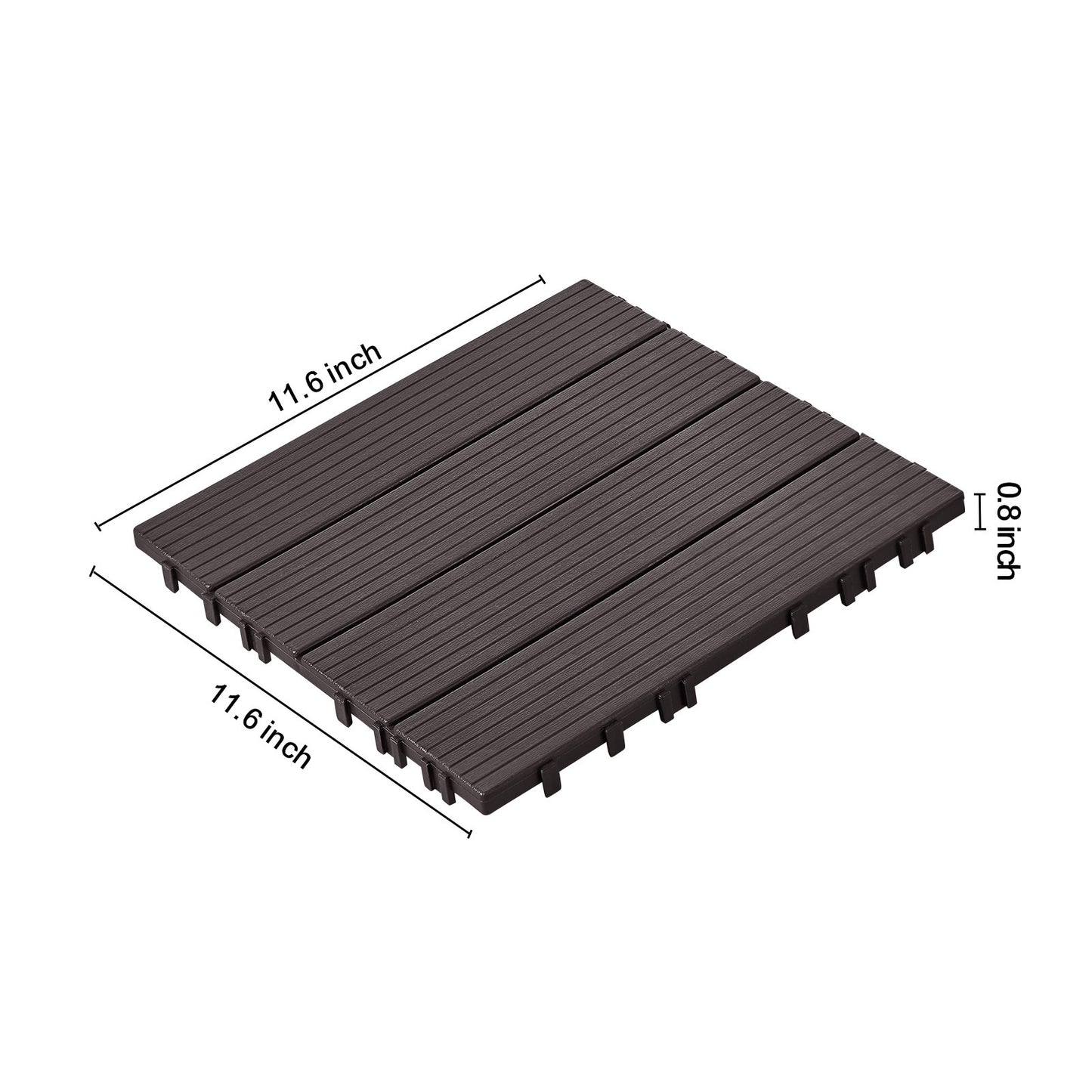 Terrastegels – Vloertegels – Balkontegels – Terrasplanken – Kunststof Tegels – Set 54 stuks 29,5x29,5 cm – Waterbestendig & Anti-slip – Houtlook Donkerbruin