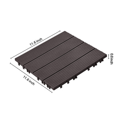 Terrastegels – Vloertegels – Balkontegels – Terrasplanken – Kunststof Tegels – Set 54 stuks 29,5x29,5 cm – Waterbestendig & Anti-slip – Houtlook Donkerbruin