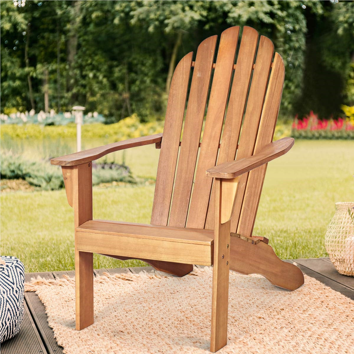 Adirondack Tuinstoel – Tuinstoel – Tuinfauteuil – Buitenstoel – Terrasstoel – Acaciahout – Weerbestendig – 160 Kg Draagkracht – Natuurlijk Vernieuwd Design