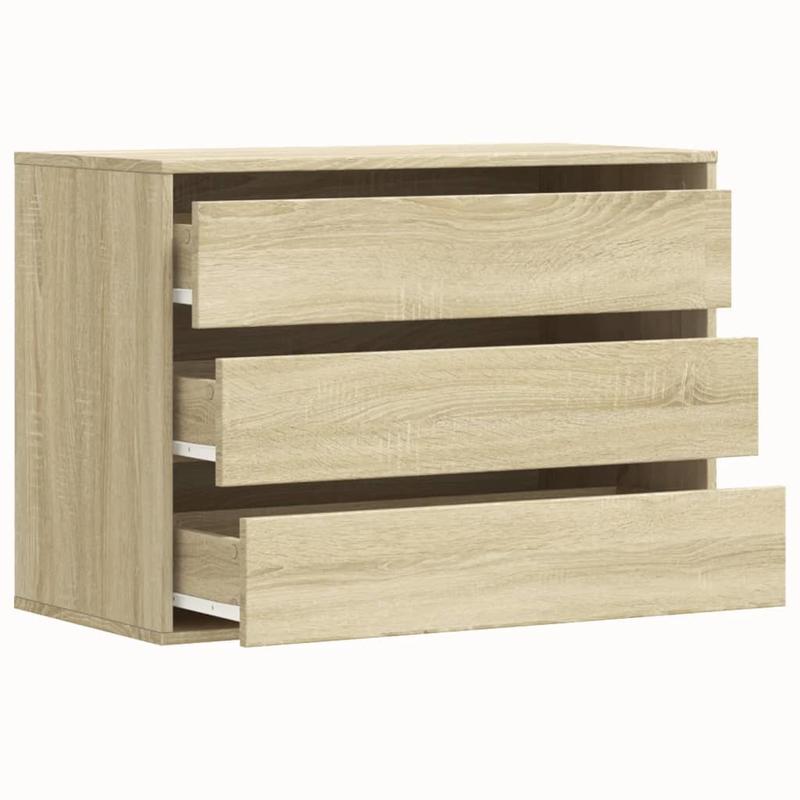 Ladekast – Dressoir – Opbergkast – Kast – Chest Of Drawers – Eikenhout – Slotbare Planken & Softclose Lades – 80x41x58 cm – Eenvoudige Montage