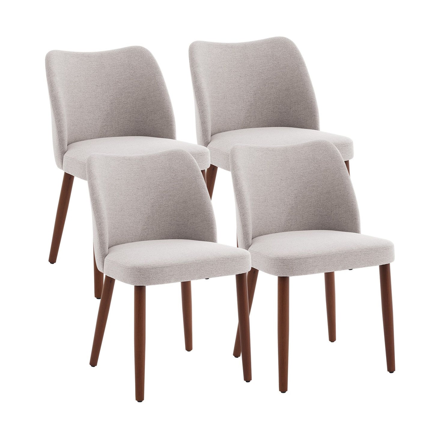 Set of 2 Upholstered Dining Chairs with Wood Legs | Wing Backrest, Thick Cushions, Leveling Feet, Rustic Style, Hardwood Material, Mixed Color for Dining and Living Room