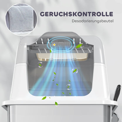 Kattenbak – Kattenbak Met Deksel – Kattenbak Met Schepje – Overdekte Kattenbak – RVS Kattenbak – Wit – Dubbele Toegang – Roestvrij Staal