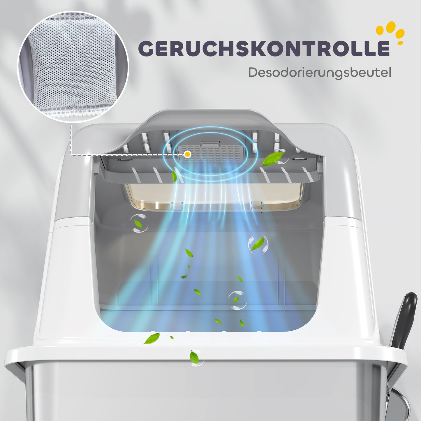 Kattenbak – Kattenbak Met Deksel – Katten Toilet – Kattenbak Met Schep – Gesloten Kattenbak – Roestvrijstalen Bak – Geurneutralisator – Voor Katten Tot 7 Kg