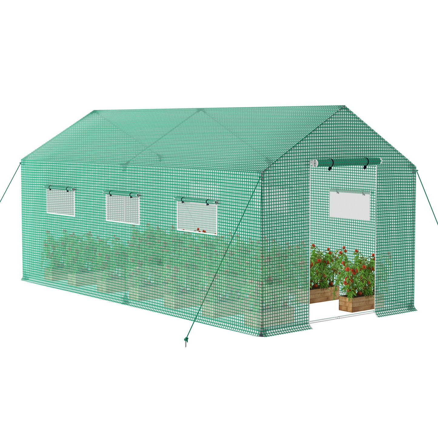 Tuinkas – Kweekkas – Serre – Groentekas – Tunnelkas – 4,5x2x2 Meter – Gegalvaniseerd Stalen Frame – Ventilatieraam Met Muskietennet