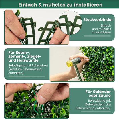 Kunsthaag Panelen – Kunstgroen Wand – Nepplant Muur – Sfeervolle Haag – Groen Balkon Scherm – 12 Stuks 50x50 cm – UV-Bestendig PE Materiaal