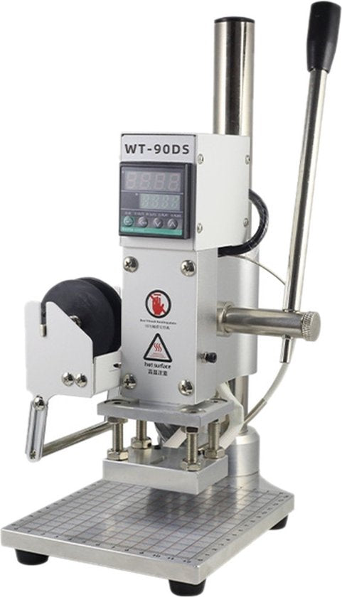 Vevor - Brandstempel - Hot Stamping Machine - Geschikt voor Hot Foil - Max 350 ℃ - 300W - 8x10cm platform - Instelbare temperatuur - Zilver - QUORE