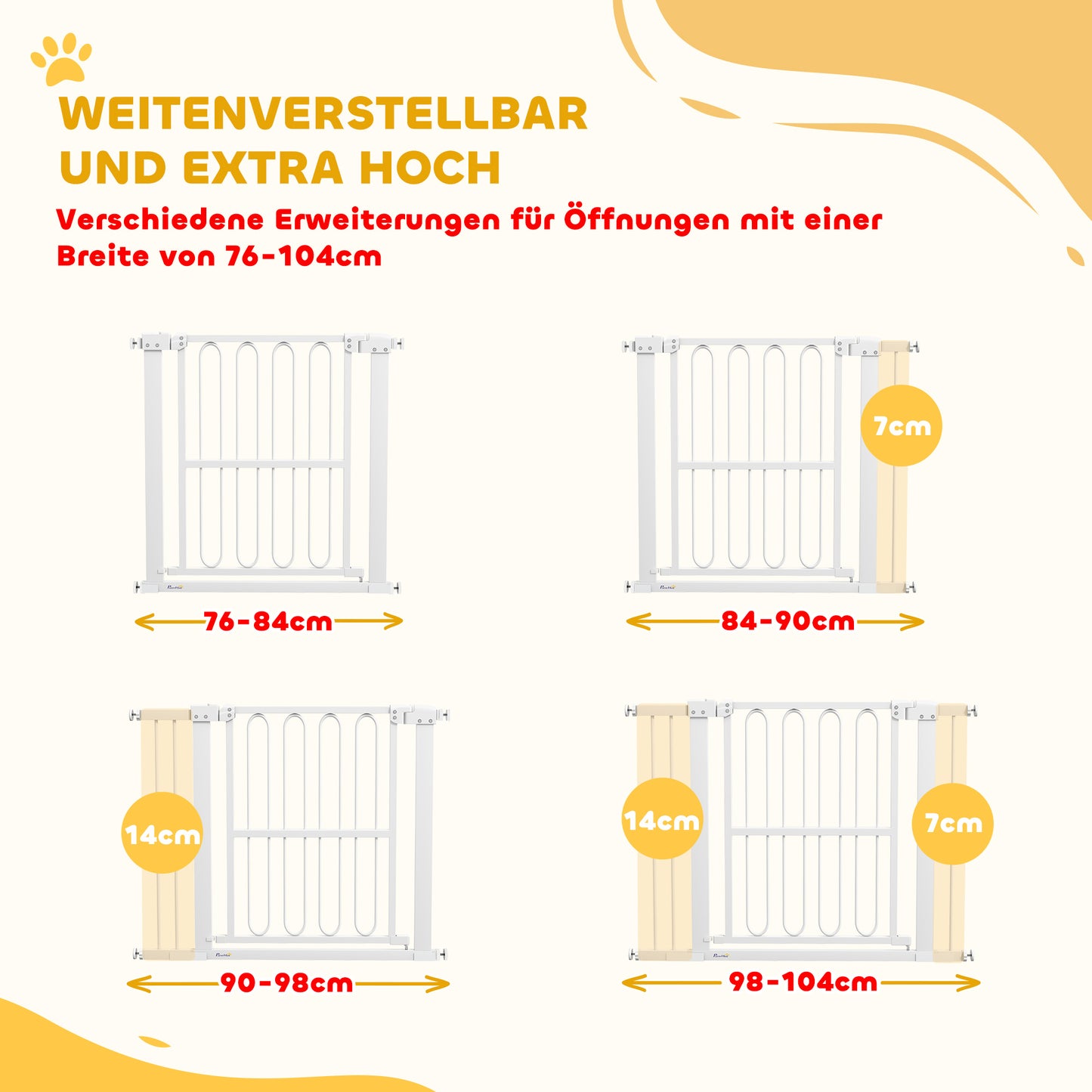 Hondenpoort – Hondenhek – Huisdierenbarrière – Traphekje – Veiligheidshekje – Verstelbaar 76-104 cm – Drukmontage Zonder Boren