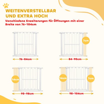 Hondenpoort – Hondenhek – Huisdierenbarrière – Traphekje – Veiligheidshekje – Verstelbaar 76-104 cm – Drukmontage Zonder Boren