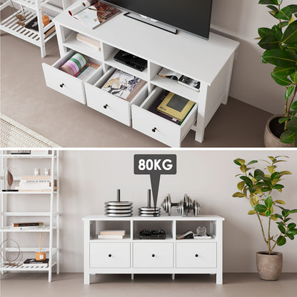 Tv-meubel – Tv-kast – Mediameubel – Tv-meubel met Laden – Dressoir – Modern Wit – Stevig MDF & Houtplaat – 4 Laden & Open Planken
