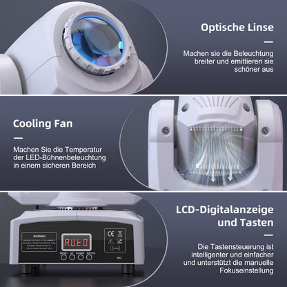 120W LED Moving Head – DJ Verlichting – Discotheek Lampen – Podium Spot – RGBW Kleurmenging – 4 Stuks Set – 7+1 Kleuren- en Gobopatronen – DMX512 Bediening