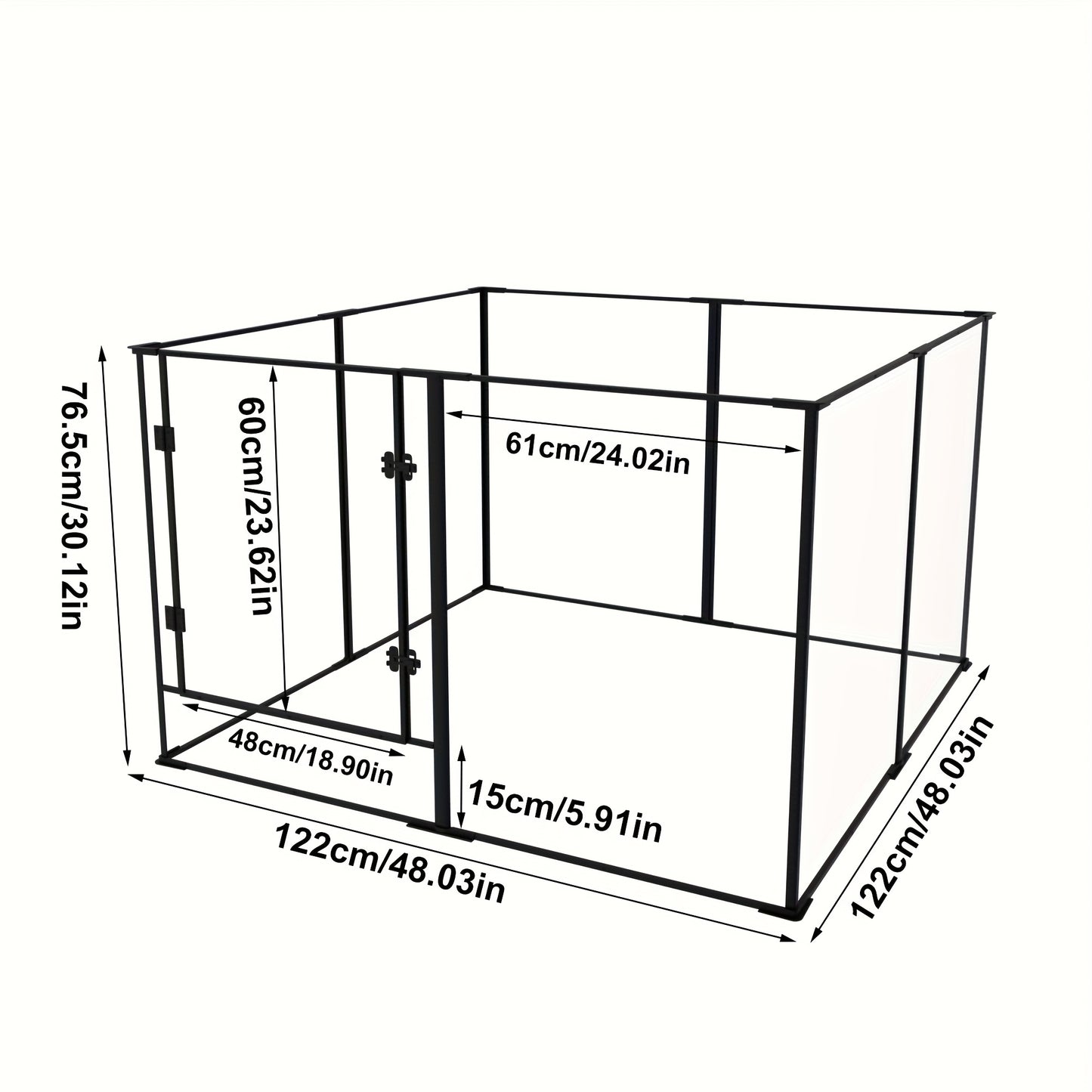 Speelren Huisdier – Hondenren – Knaagdierren – Speelhekje – Pet Enclosure – 122x122x76,5 cm – Acrylmateriaal – Modulair & Uitbreidbaar