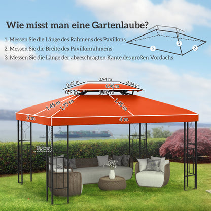 Vervangend Dak Tuinpaviljoen – Paviljoendak – Overkapping Dak – Polyester Dak – Koffiekleur – 3x4 Meter – Waterbestendig – Eenvoudige Installatie