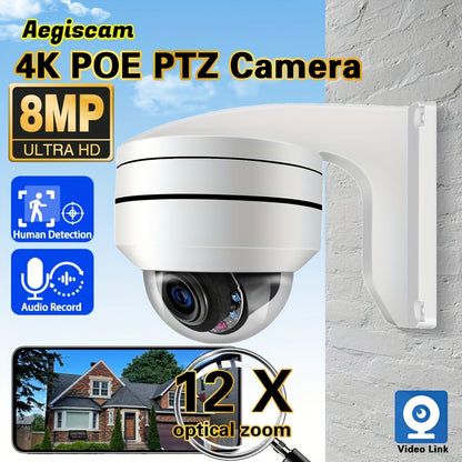 Beveiligingscamera – Camerabewaking – Buitencamera – Indoor Camera – IP Camera – 4K Ultra HD Resolutie – 12x Optische Zoom PTZ Met Nachtzicht