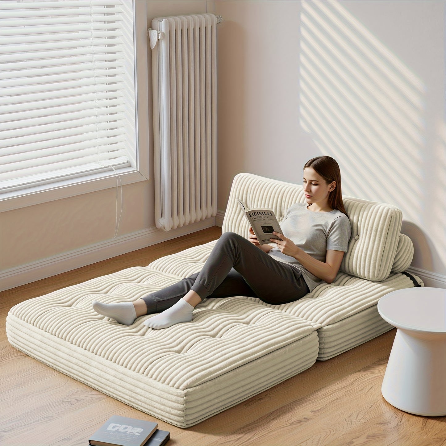Slaapbank – Bedbank – Logeerbed – Uitklapbank – Sofa – Modern Design – Corduroy Bekleding – Zonder Montage – Diepgrijs