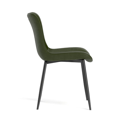 Groene Eetkamerstoelen – Stoelen – Dining Chairs – Armloze Stoelen – Keukenstoelen – PU-Lederen Zitting – Stevig Massief Hout Frame