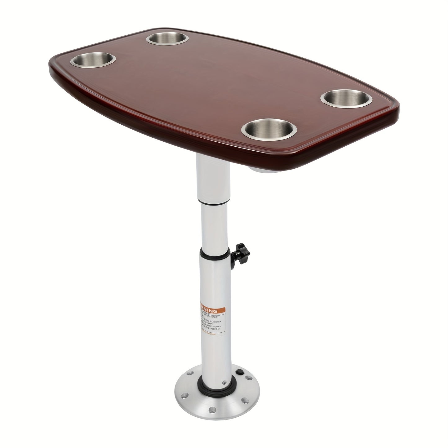 for Caravan RV Marine Boat Table W/ 4 Cup Holders & Base 55.88cm-71.12cm Rectangle USA
