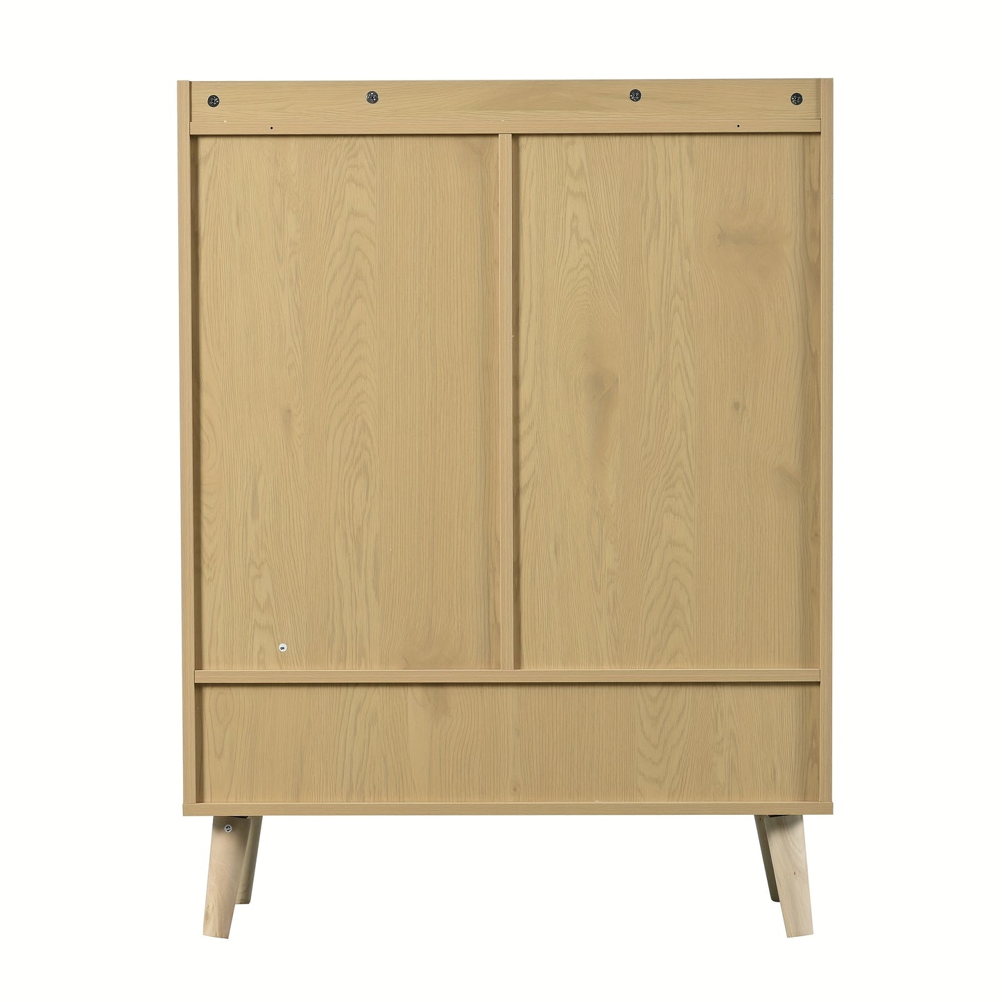 Natural Rattan Shoe Cabinet with Double Doors And Five Shelves for Entryway. with Wooden Handles And Solid Wood Legs. Dimensions: W80/H105/D35cm.