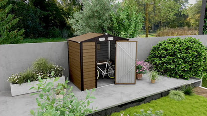 Tuinhuisje – Tuinberging – Tuinschuur – Berging – Tuinkast – Stalen Tuinhuisje Met Eiken Afwerking – Ventilatieopeningen – 2,27 m² Opbergruimte