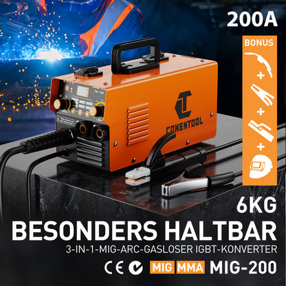 MIG Lasmachine – MMA Lasapparaat – TIG Lasser – Lasinverter – 3-in-1 Lasmachine MIG-200 – 200A Stroom – IGBT Inverter Technologie
