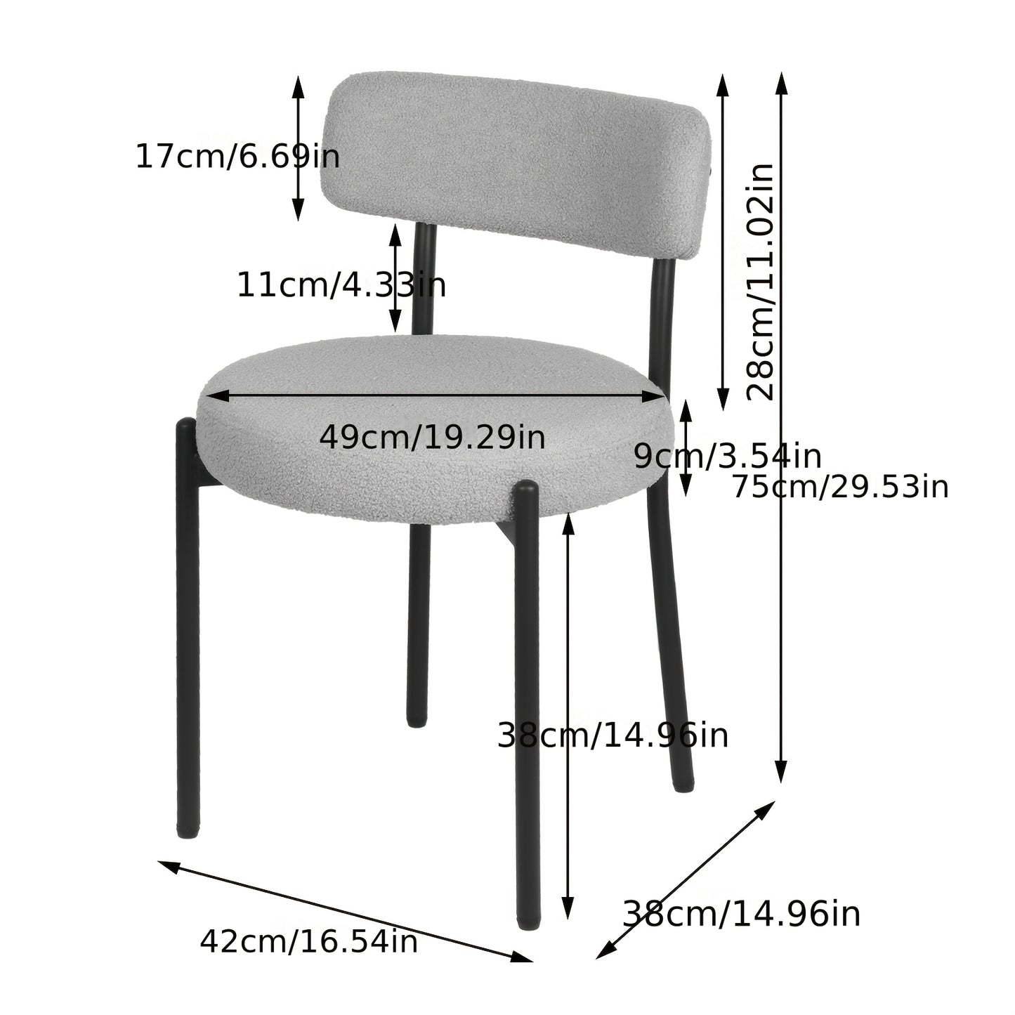 Fauteuil – Luxe Stoel – Eetkamerstoel – Vergaderstoel – Loungestoel – Kunstbont Bekleding – Hoge Rugleuning – Set van 2 – Comfortabel en Duurzaam