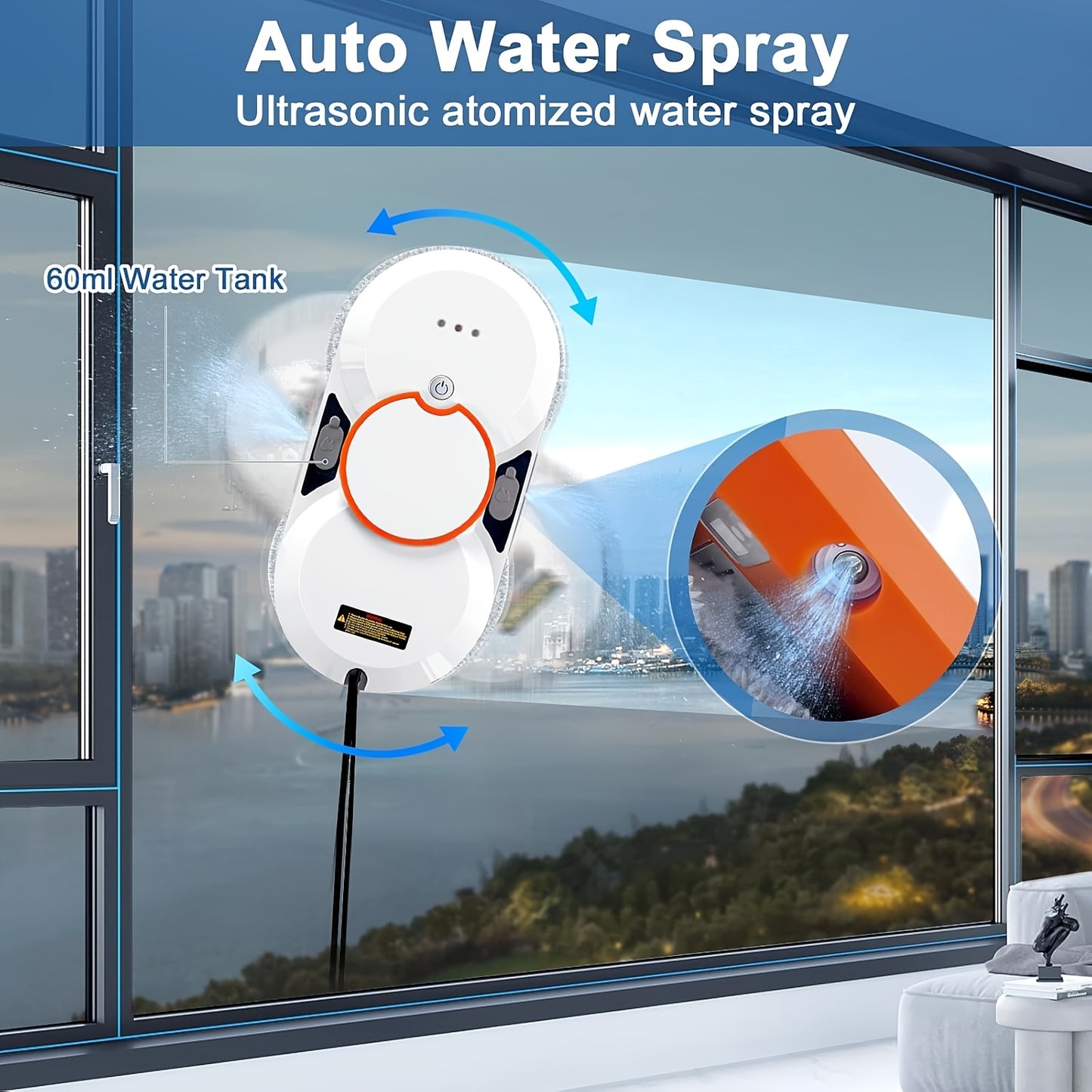 Raamrobot – Robot Ruitenreiniger – Elektrische Glazenwasser – Raamwisser – Ruitenreiniger – Krachtige Zuigkracht 3800Pa – Dubbel Watersproeisysteem
