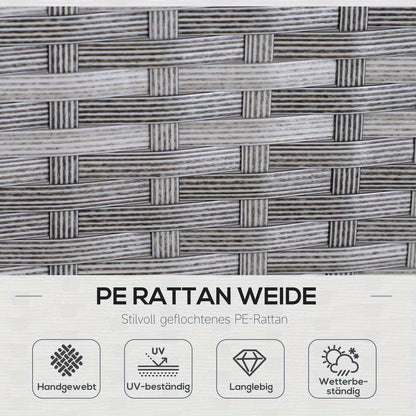5-Tlg. Gartenmöbel Set, Rattan Sitzgruppe Mit Fußhocker, Metall, Grau, 142 X 60 X 75 Cm