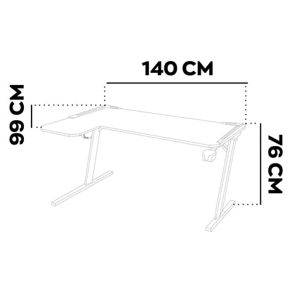Gamestoel – Gaming Stoel – Bureaustoel – Gaming Chair – Game Stoel – Hoekbureau 140x99x76 cm – MDF Werkblad Met Metaal – RGB LED-Verlichting Met Afstandsbediening