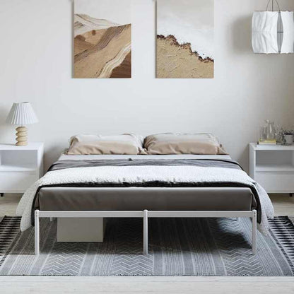 Modern White Metal Bed Frame with Sturdy Steel Construction - Heavy-Duty Platform Bed, No Box Spring Needed, Easy Assembly, 59"x79" (150x200cm) Size, Minimalist Design for Contemporary Bedrooms, Durable Metal Frame with Under