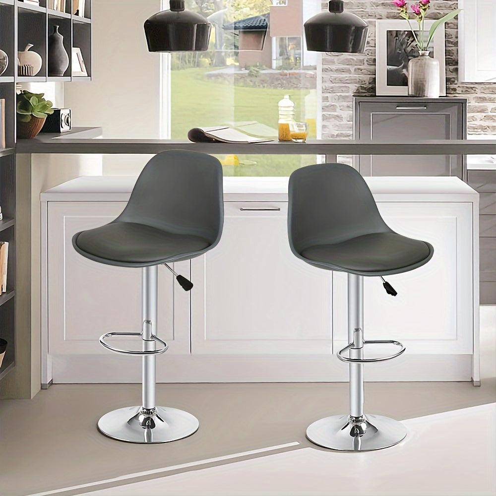 Barkruk – Barstoel – Barstoelset – Keukenstoel – Kruk – Verstelbare Zithoogte – Modern Grijs PU-leer