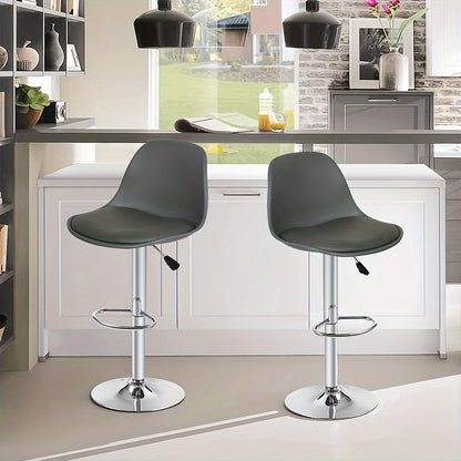 Barkruk – Barstoel – Barstoelset – Keukenstoel – Kruk – Verstelbare Zithoogte – Modern Grijs PU-leer