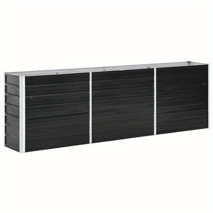 Tuinbak verhoogd – Bloembak – Plantenbak – Moestuinbak – Bak voor Balkon – Gegalvaniseerd Staal – 240 x 40 x 77 cm – Antraciet – Duurzaam & Weerbestendig
