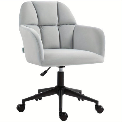 Draaifauteuil – Bureaustoel – Office Chair – Werkstoel – Stoel Met Armleuningen – Lichtgrijs Fluweel – Verstelbare Zithoogte – 360° Draaibaar