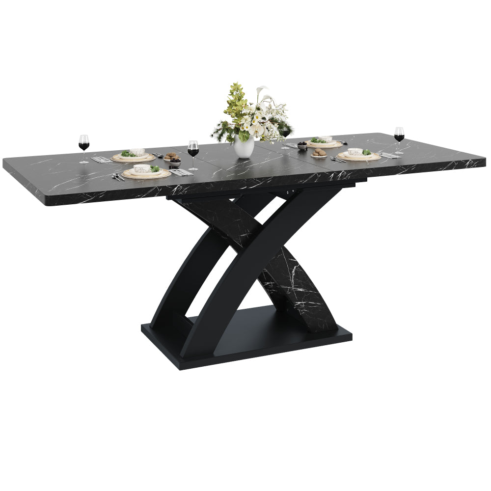 Verstelbare Eettafel – Uitschuiftafel – Tafel – Dining Table – Eetkamertafel – Zwart – 120-160 cm Verstelbaar – Geschikt Voor 4-6 Personen