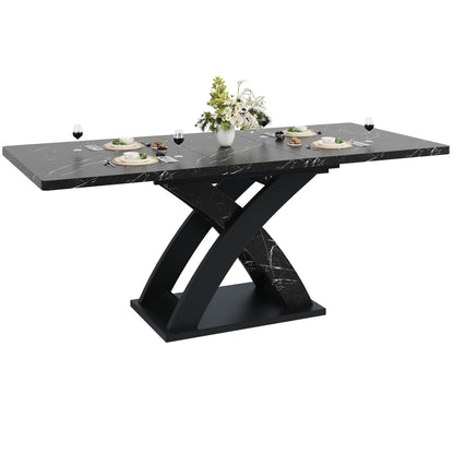 Verstelbare Eettafel – Uitschuiftafel – Tafel – Dining Table – Eetkamertafel – Zwart – 120-160 cm Verstelbaar – Geschikt Voor 4-6 Personen