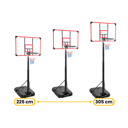 Basketbalpaal – Basketbalring – Basketbalstandaard – Basketbalset – Basketbalhoepel – Verstelbare Hoogte 225-305 cm – Stevig Stalen Frame