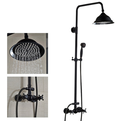Douchekop – Regendouche – Handdouche – Wanddouche – Douche Systeem – Zwart Metaal – Verstelbare Hoogte 90-118 cm – Duurzaam Messing