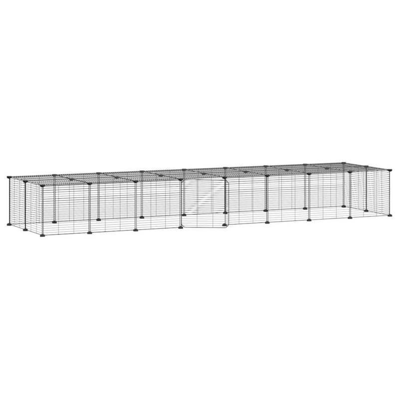 Dierenkooi – Huisdierenkooi – Kleine Dierenkooi – Konijnenren – Metalen Kooi – 36 Panels 35x35 cm – Stevige Zwarte Stalen Deur