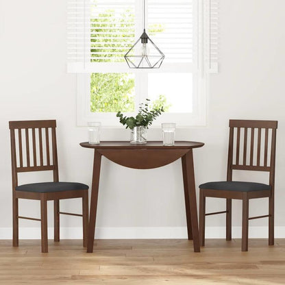 2pcs Modern Brown Solid Wood Dining Chairs with Cushioned Seats & Backrests - Legs, Sturdy Frame, Easy-Clean Surfaces, Comfortable Padded Chairs, Dining Room, Contemporary Furniture (No Fabric)