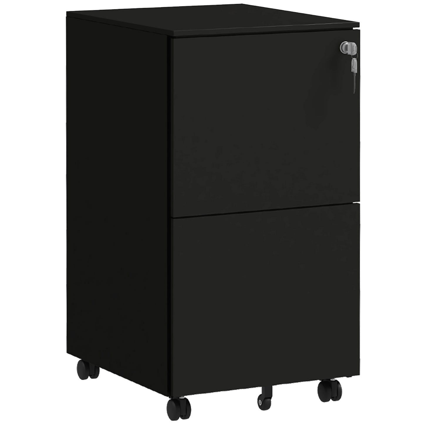 Ladekast Rollend – Kantoorcontainer – Archiefkast – Opbergkast – Met Wieltjes – Verstelbare Hangmappen – Met Slot – Stalen Zwart – Compact 37x43,5x67,5 cm – Mobiel En Veilig