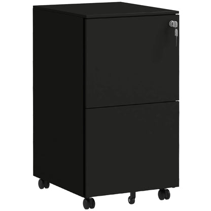 Ladekast Rollend – Kantoorcontainer – Archiefkast – Opbergkast – Met Wieltjes – Verstelbare Hangmappen – Met Slot – Stalen Zwart – Compact 37x43,5x67,5 cm – Mobiel En Veilig