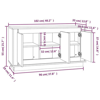 Sideboard – Dressoir – Opbergkast – Wandmeubel – Braun – Sonoma Eikenhoutlook – Stevig Houtmateriaal – Compact Formaat 102x35x55 cm