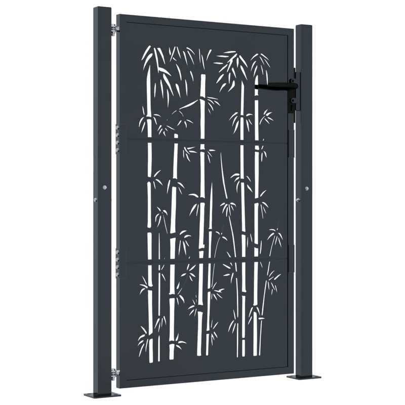 Poort – Tuinafscheiding – Tuintuinpoort – Hek – Bamboe Poort – Antraciet Kleur – Duurzaam Staal – Afmetingen 105x155 cm