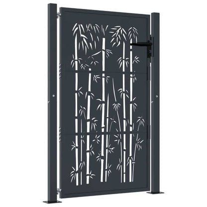 Poort – Tuinafscheiding – Tuintuinpoort – Hek – Bamboe Poort – Antraciet Kleur – Duurzaam Staal – Afmetingen 105x155 cm